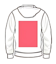 Men's hoodie with large centered print covering the full back