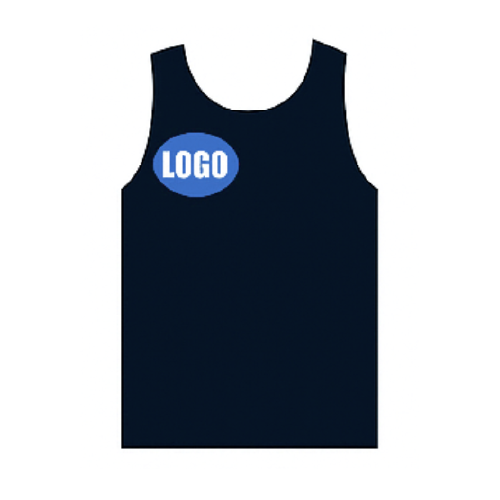 Men's tank top with horizontal print on the right chest area