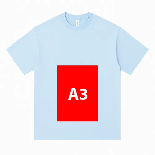 T-shirt with A3-sized print on the lower front torso