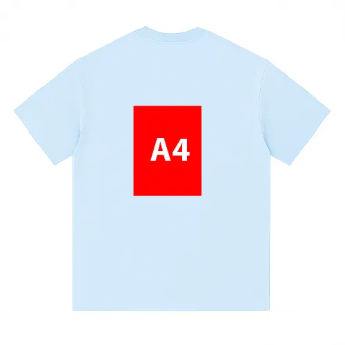 T-shirt with A4-sized print on the upper back
