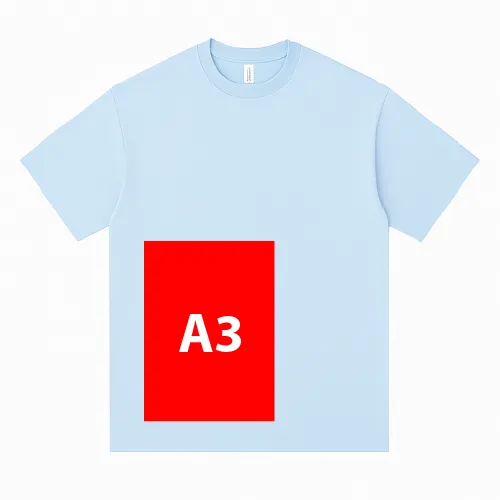 T-shirt with A3-sized print on the right rear panel