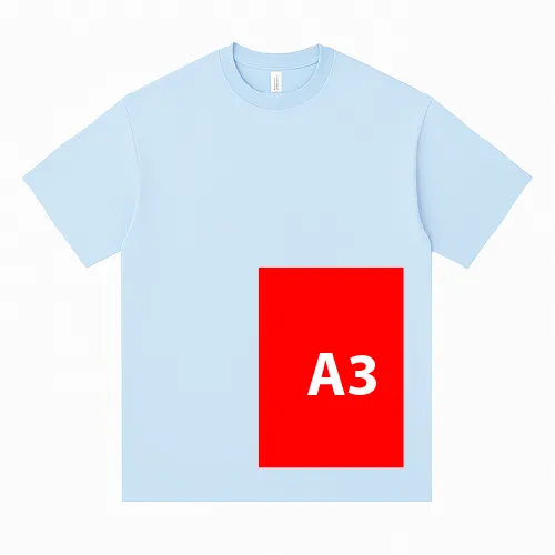 T-shirt with A3-sized print on the left rear panel