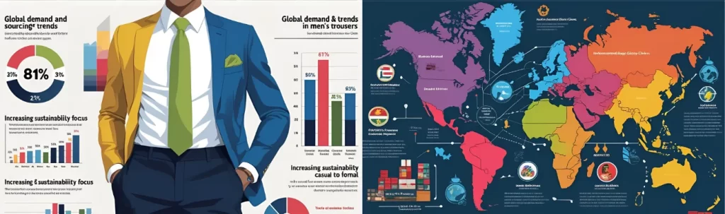 Global sourcing trends and demand data for men's trousers presented by RYZEAL SOURCING in Bangladesh.