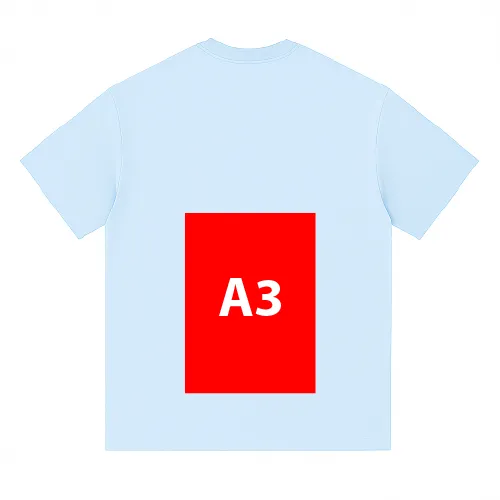 T-shirt with A3-sized print on the lower back