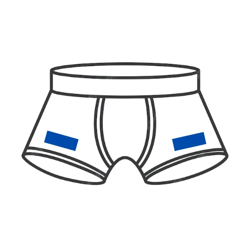 Men's boxer briefs with horizontal prints on both front thighs