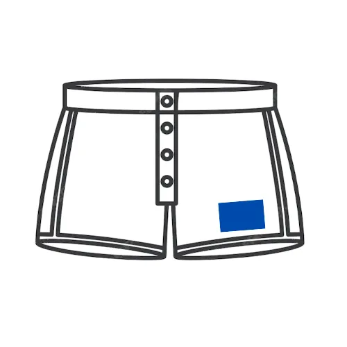 Men's boxer briefs with horizontal print on the left lower hem