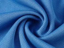 CT-Poly Blend knit fabric in blue with twisted yarn structure