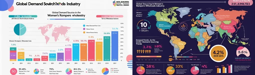 Global sourcing and demand charts for the children’s rompers wholesale industry with regional growth and market size data.