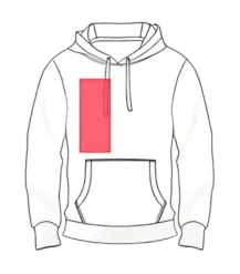 Hoodie logo position 1 illustration for men’s, women’s, and kids’ hoodies by RYZEAL, an apparel manufacturing and sourcing company in Bangladesh