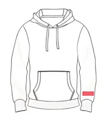 Hoodie logo position 12 illustration for men’s, women’s, and kids’ hoodies by RYZEAL, an apparel manufacturing and sourcing company in Bangladesh