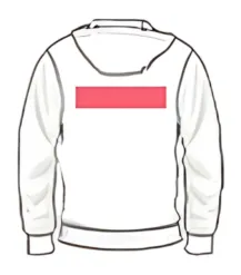 Hoodie logo position 13 illustration for men’s, women’s, and kids’ hoodies by RYZEAL, an apparel manufacturing and sourcing company in Bangladesh