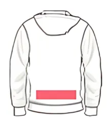 Hoodie logo position 15 illustration for men’s, women’s, and kids’ hoodies by RYZEAL, an apparel manufacturing and sourcing company in Bangladesh