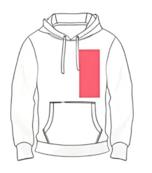Hoodie logo position 2 illustration for men’s, women’s, and kids’ hoodies by RYZEAL, an apparel manufacturing and sourcing company in Bangladesh