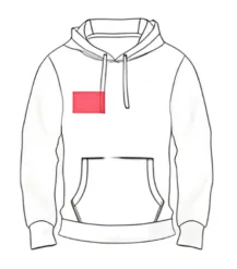 Hoodie logo position 4 illustration for men’s, women’s, and kids’ hoodies by RYZEAL, an apparel manufacturing and sourcing company in Bangladesh