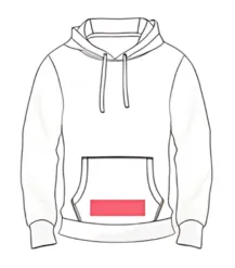 Hoodie logo position 6 illustration for men’s, women’s, and kids’ hoodies by RYZEAL, an apparel manufacturing and sourcing company in Bangladesh