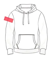 Hoodie logo position 7 illustration for men’s, women’s, and kids’ hoodies by RYZEAL, an apparel manufacturing and sourcing company in Bangladesh
