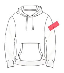 Hoodie logo position 8 illustration for men’s, women’s, and kids’ hoodies by RYZEAL, an apparel manufacturing and sourcing company in Bangladesh