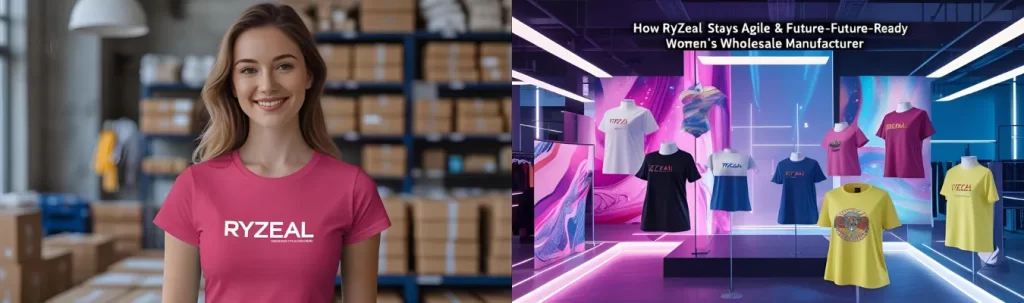 RYZEAL model representing agile supply chain solutions for wholesale women's t-shirts manufacturing in Bangladesh