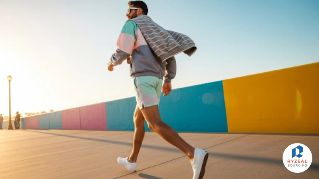 Men’s summer 2025 casualwear with relaxed shirts, retro track styles, and breathable statement shorts