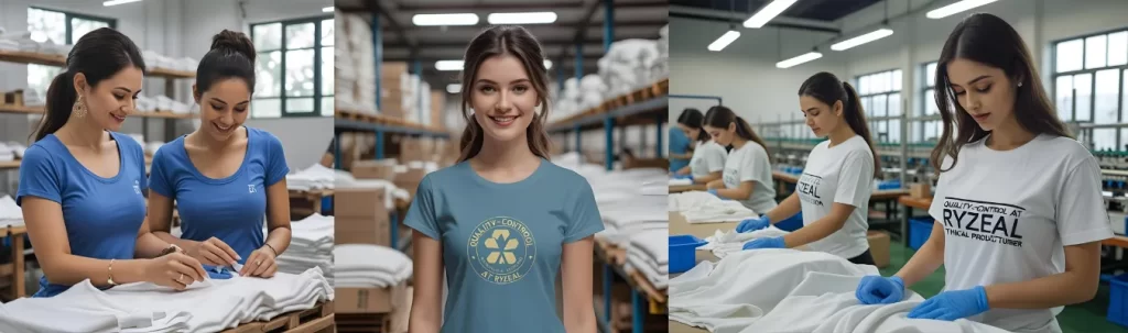 Quality Control in Wholesale Women's T Shirts Manufacturing by RYZEAL