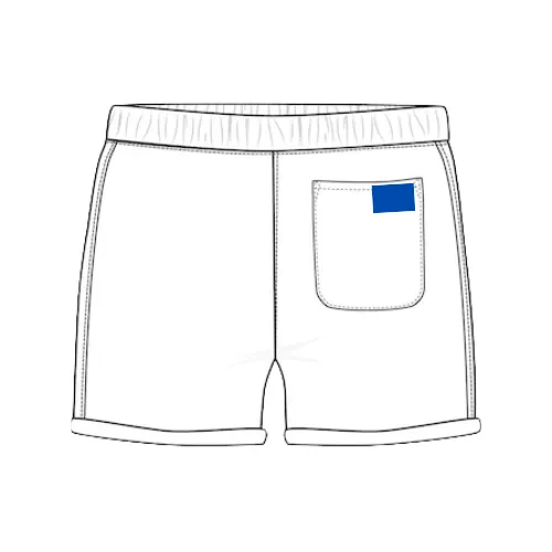 Shorts with a small print above the left back pocket