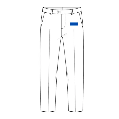 Men's trousers with horizontal print on the left side pocket