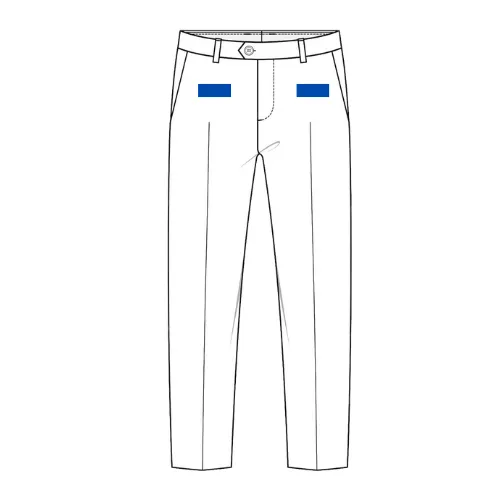 trousers with horizontal prints at both left and right side pockets