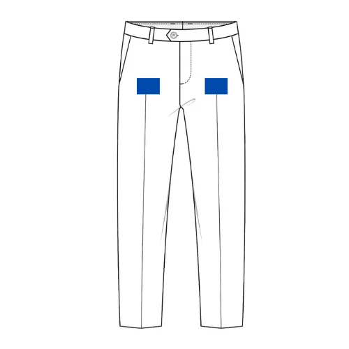trousers with horizontal prints at both front hips near the waistband