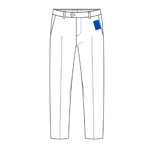 trousers with slanted print on the left side pocket