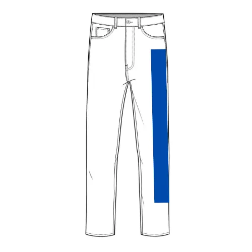 Denim print position 4 showing full-length inner side panel by RYZEAL, an apparel manufacturing and sourcing company in Bangladesh