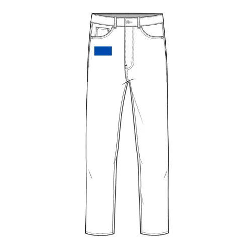 Denim print position 5 showing small front pocket area by RYZEAL, an apparel manufacturing and sourcing company in Bangladesh
