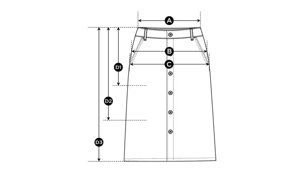 Women's Skirt Measurement Diagram – RYZEAL Skirt Manufacturer in Bangladesh