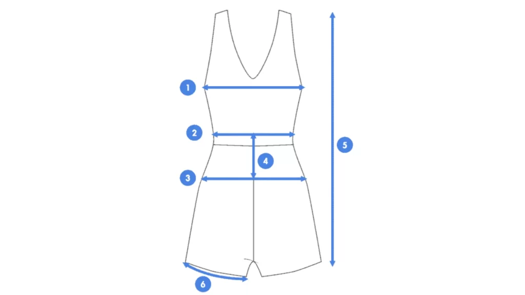 Measurement Diagram – Women's Romper Tech Pack Sizing Reference
