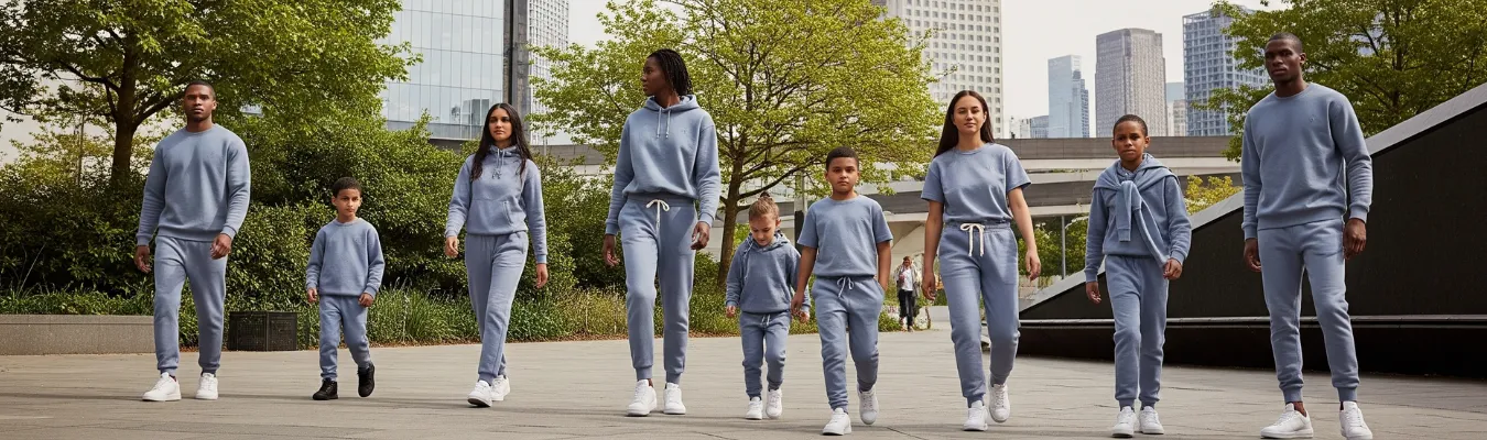 Models wearing RYZEAL SOURCING sweatpants showcasing agility and innovation as a future ready sweatpants manufacturer in Bangladesh for men women and kids