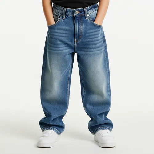Baggy denim jeans for kids manufactured by RYZEAL, trusted denim jeans manufacturer for kids in Bangladesh.