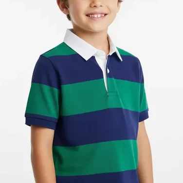 Classic rugby polo shirt for kids manufactured in Bangladesh by RYZEAL.