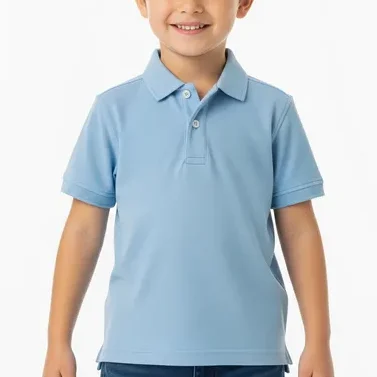 Short-sleeve polo shirt for kids manufactured by RYZEAL SOURCING Bangladesh.