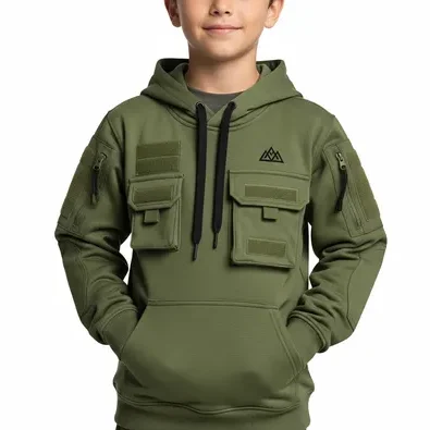 Tactical kids hoodie manufactured by RYZEAL SOURCING, leading kids hoodies wholesale supplier.