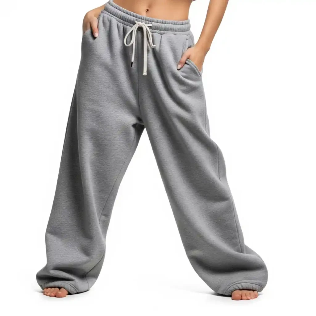 Baggy women’s sweatpants manufactured by RYZEAL SOURCING in Bangladesh, designed for relaxed fits and global fashion brands.