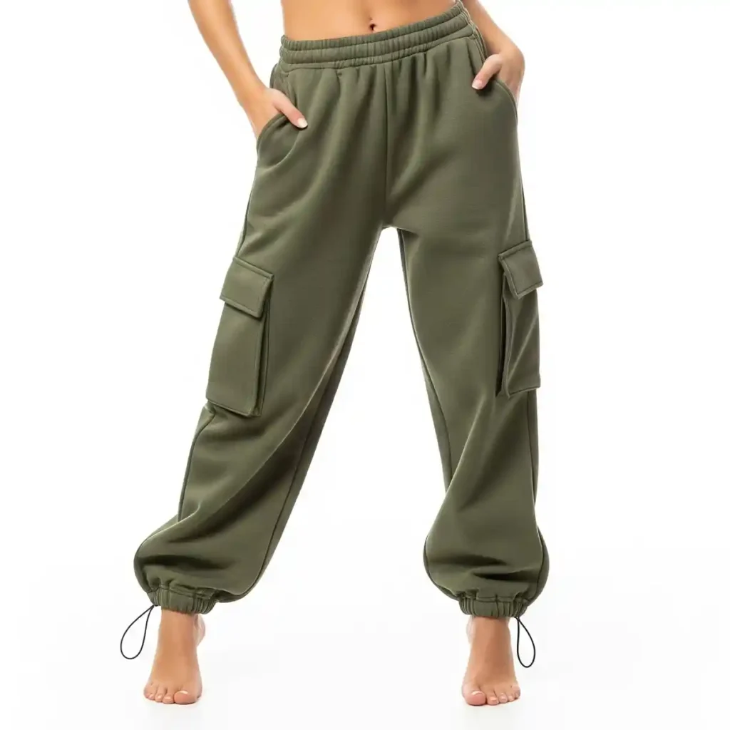 Cargo women’s sweatpants from RYZEAL SOURCING, Bangladesh manufacturer specializing in functional and stylish sweatpants.