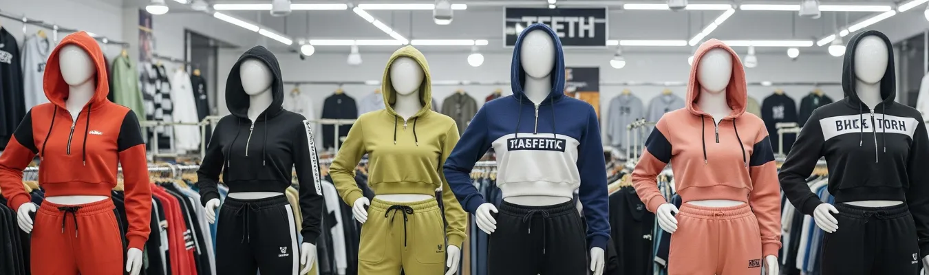 Trendy women’s tracksuits on display mannequins at RYZEAL SOURCING.
