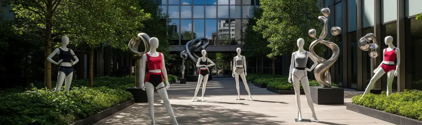 Outdoor mannequins displaying lingerie sets, symbolizing global demand and sourcing trends in the Women’s Panties Wholesale industry with RYZEAL
