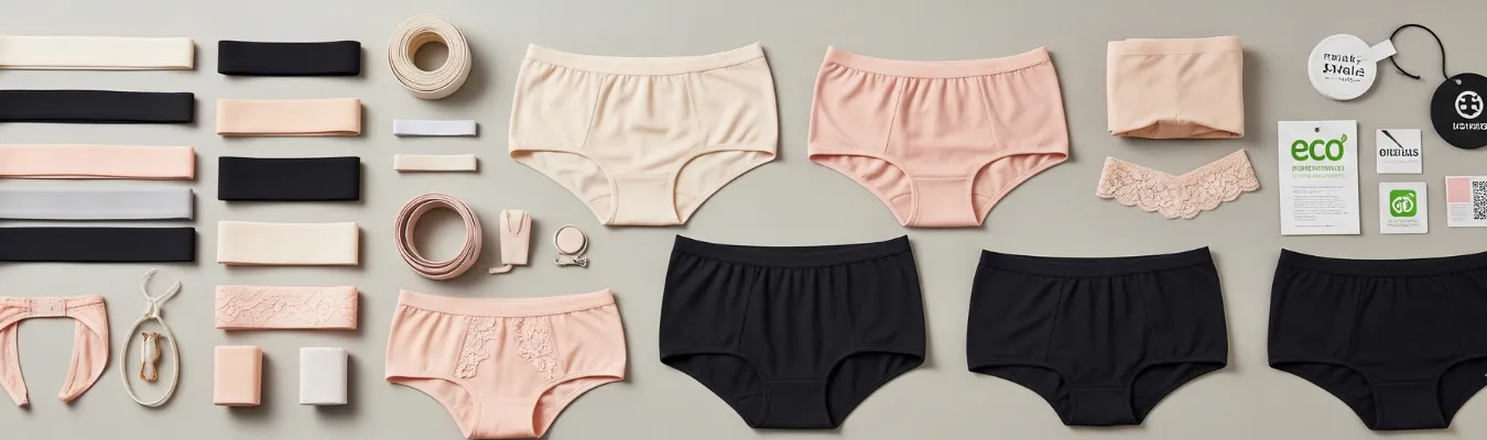 Women’s boxer briefs with trims, elastic bands, and eco-friendly tags, representing RYZEAL’s quality control and compliance as Women’s Boxer Brief Manufacturers