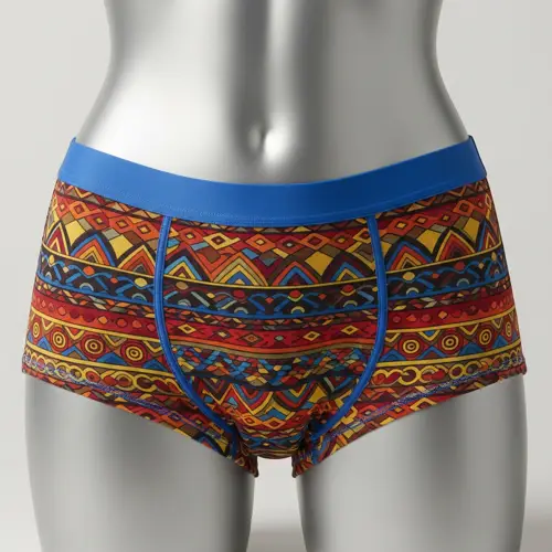 Women’s Boxer Brief Manufacturers like RYZEAL offer Tribal Bold to brands seeking fearless prints with athletic comfort.