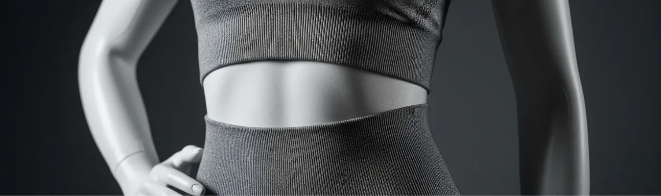 Yoga wear samples with certification documents displayed at RYZEAL SOURCING, ensuring compliance and ethical production.