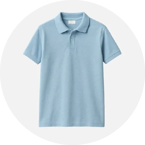 Men’s, Women's and Kid's polo shirt product icon displaying polo manufacturing capabilities by RYZEAL Sourcing.