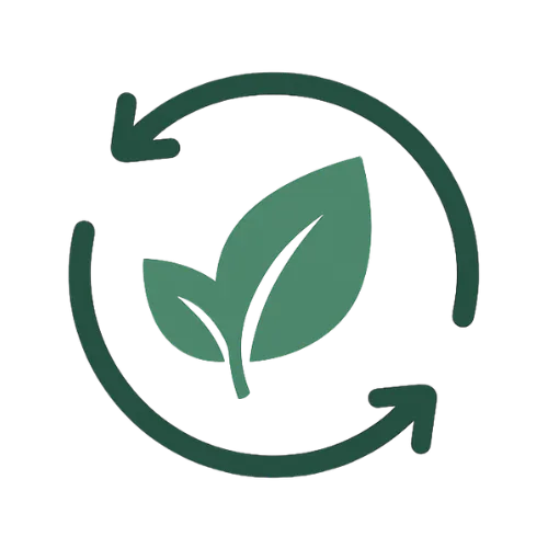 Eco-friendly fabric feature icon used by RYZEAL apparel and clothing manufacturer.