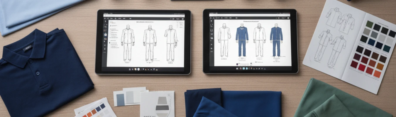 Digital design and fabric development process for polo shirts showing how RYZEAL stays agile and future-ready as Men’s Polo Shirt Manufacturers.