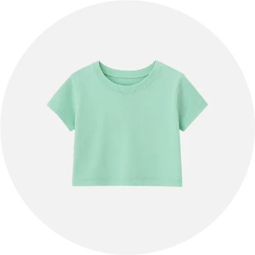 Kids’ crop top product icon representing customizable cropped tops for children manufactured by RYZEAL Sourcing.