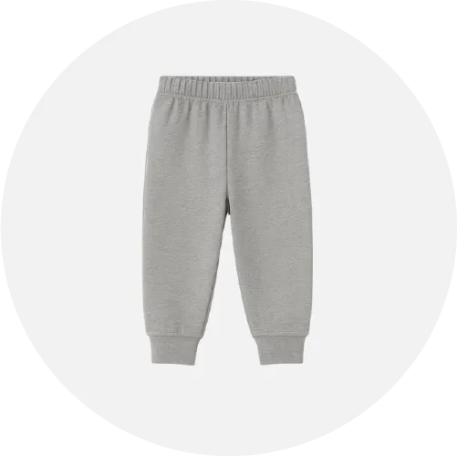 Kids’ sweatpants product icon representing comfortable joggers manufactured by RYZEAL Sourcing.